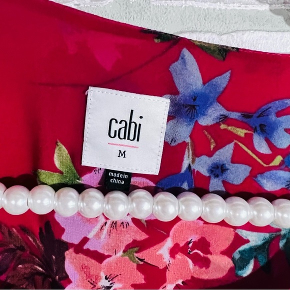 CAbi Style 3590 Devoted Red Floral Print Bell Sleeve Blouse Size M - Picture 9 of 10